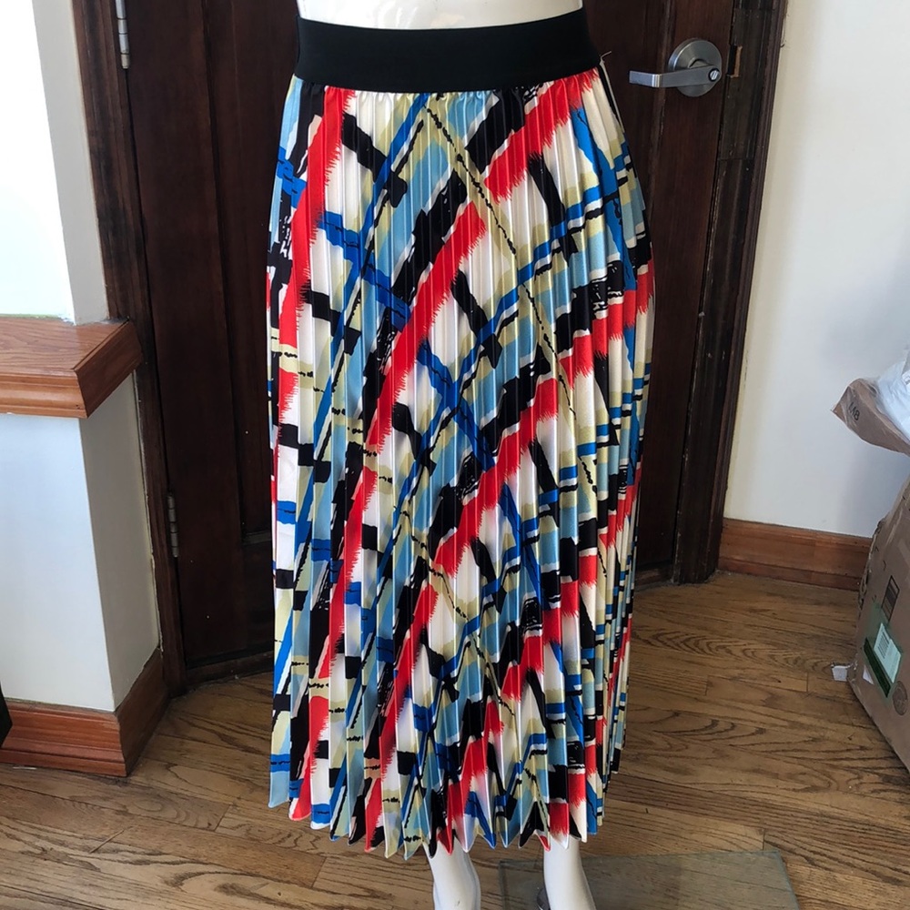 Printed accordion pleated skirt